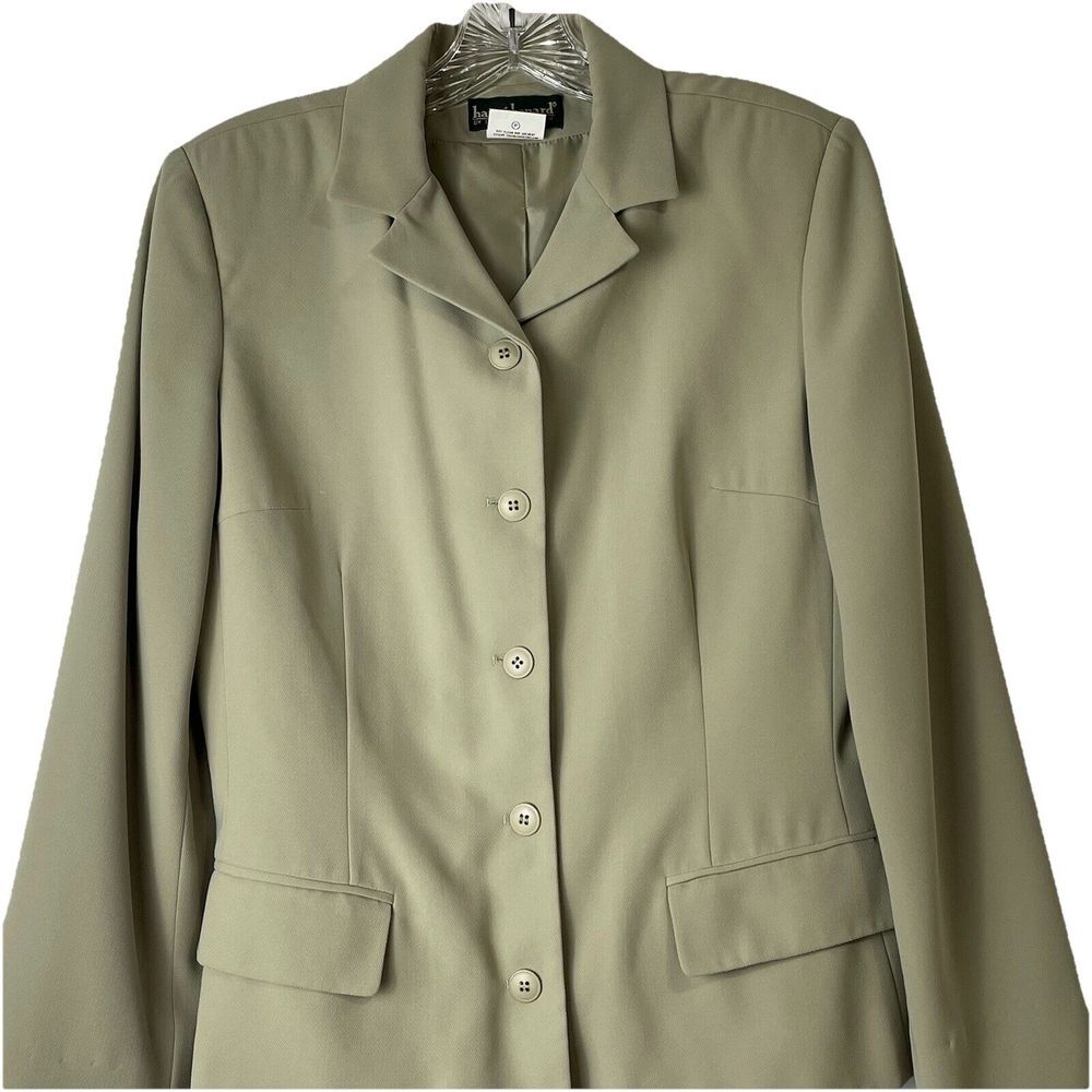 Harve Bernard Button Front Blazer Jacket Sz8 Women's Taupe Vintage Collared